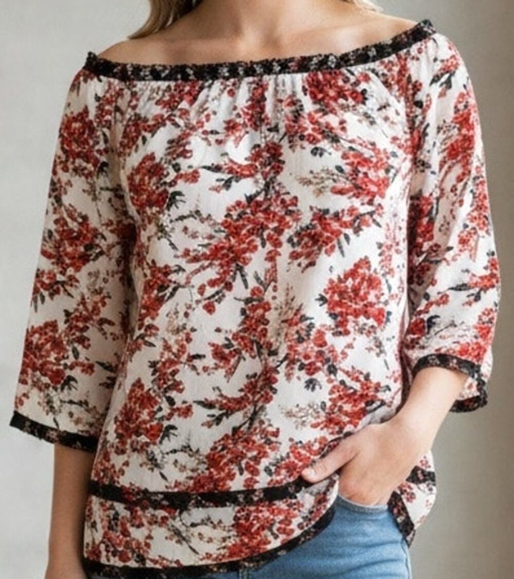 White House Black Market Floral Blouse